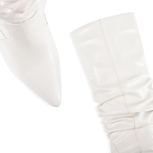 Block heel knee high boots